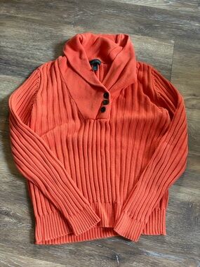 Lauren Ralph Lauren Orange Ribbed Shawl-Collar Sweater